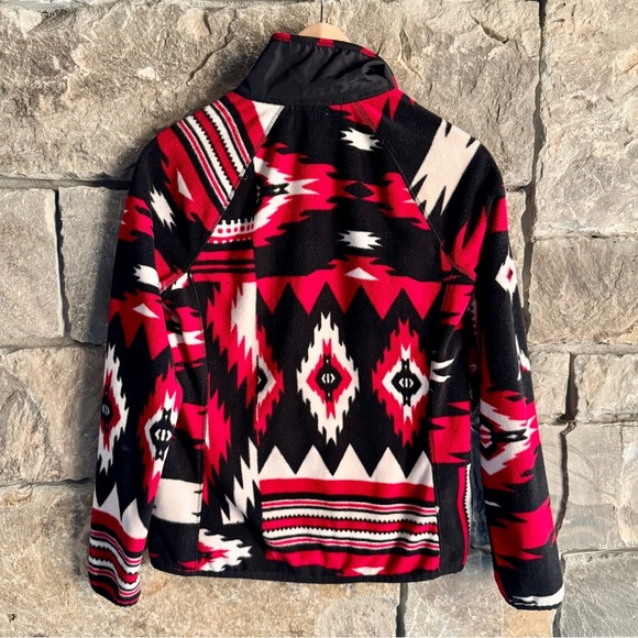 Lauren Ralph Lauren Active Black Red Aztec Western Fleece Quilted Zip Jacket M - Picture 6 of 9